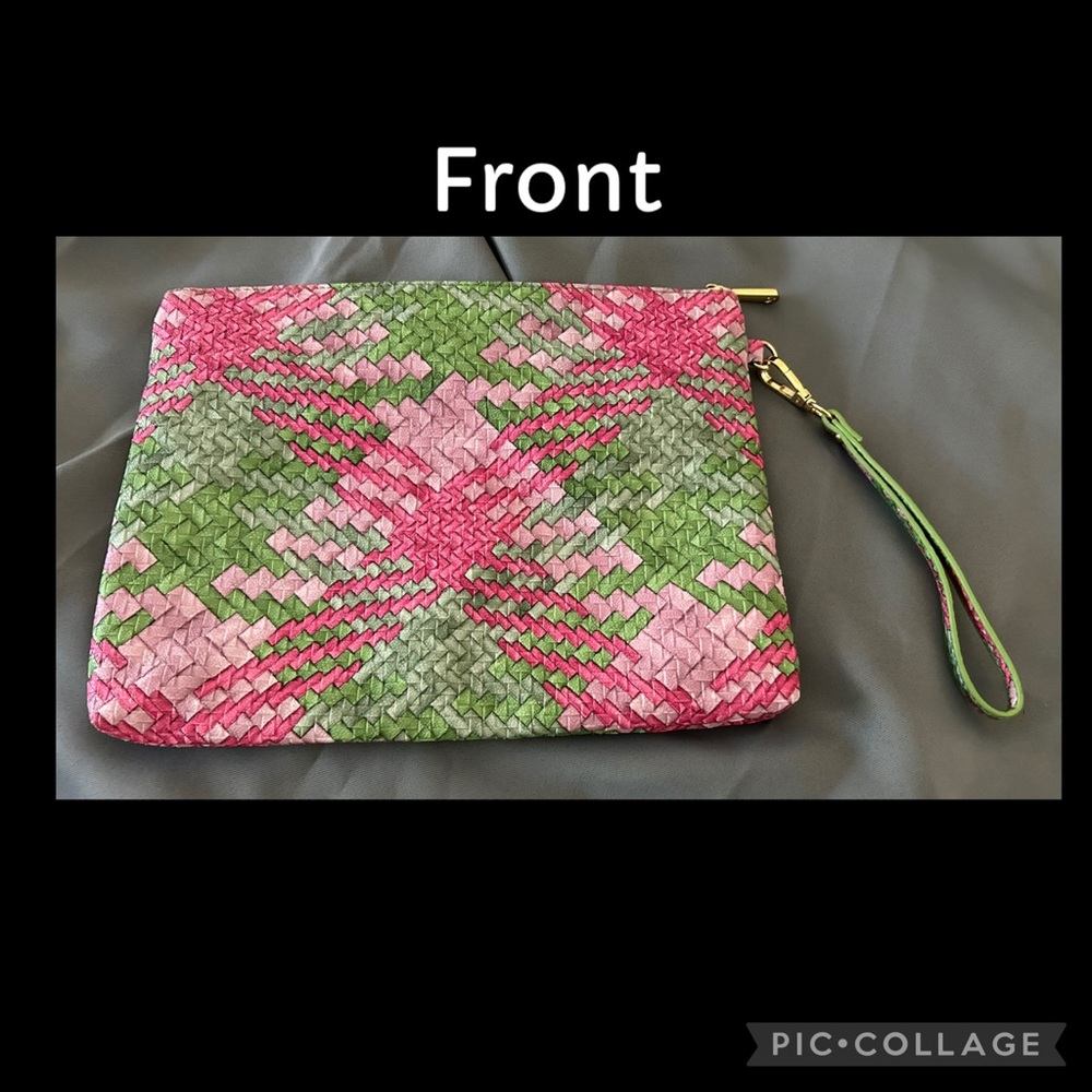 Woven Pink and Green Clutch